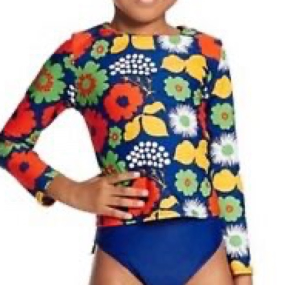 NWT Marimekko floral rashguard  girls M